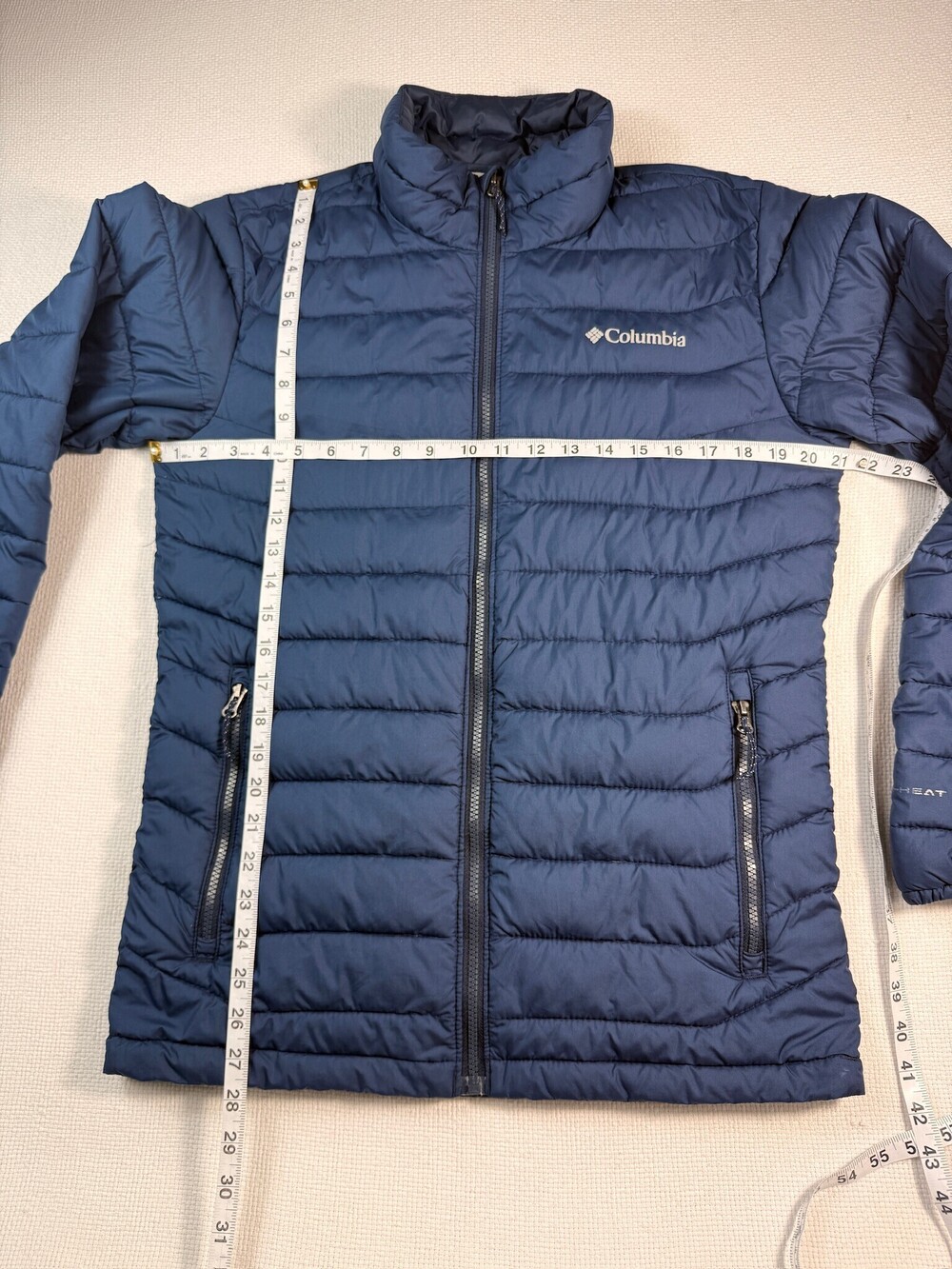 Columbia Omni-Heat Men's Small Navy Blue Quilted Puffer Jacket packable winter - Picture 3 of 7